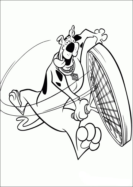 Scooby Doo with a racket coloring page